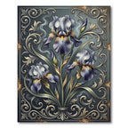 Elegant Lavender Iris Floral Scrollwork Rug