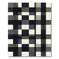 Minimalist Monochrome Checkered Grid Block Rug