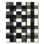 Minimalist Monochrome Checkered Grid Block Rug