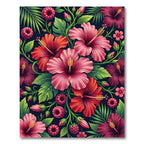 Vibrant Tropical Hibiscus Berry Field Rug