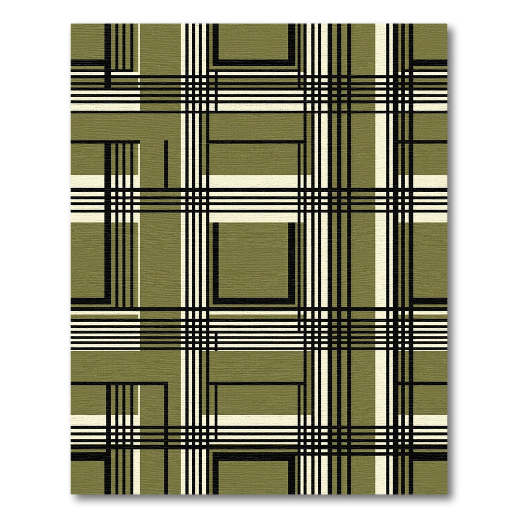 Olive Green Grid Plaid Geometric Rug