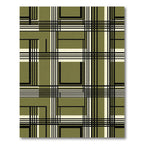 Olive Green Grid Plaid Geometric Rug