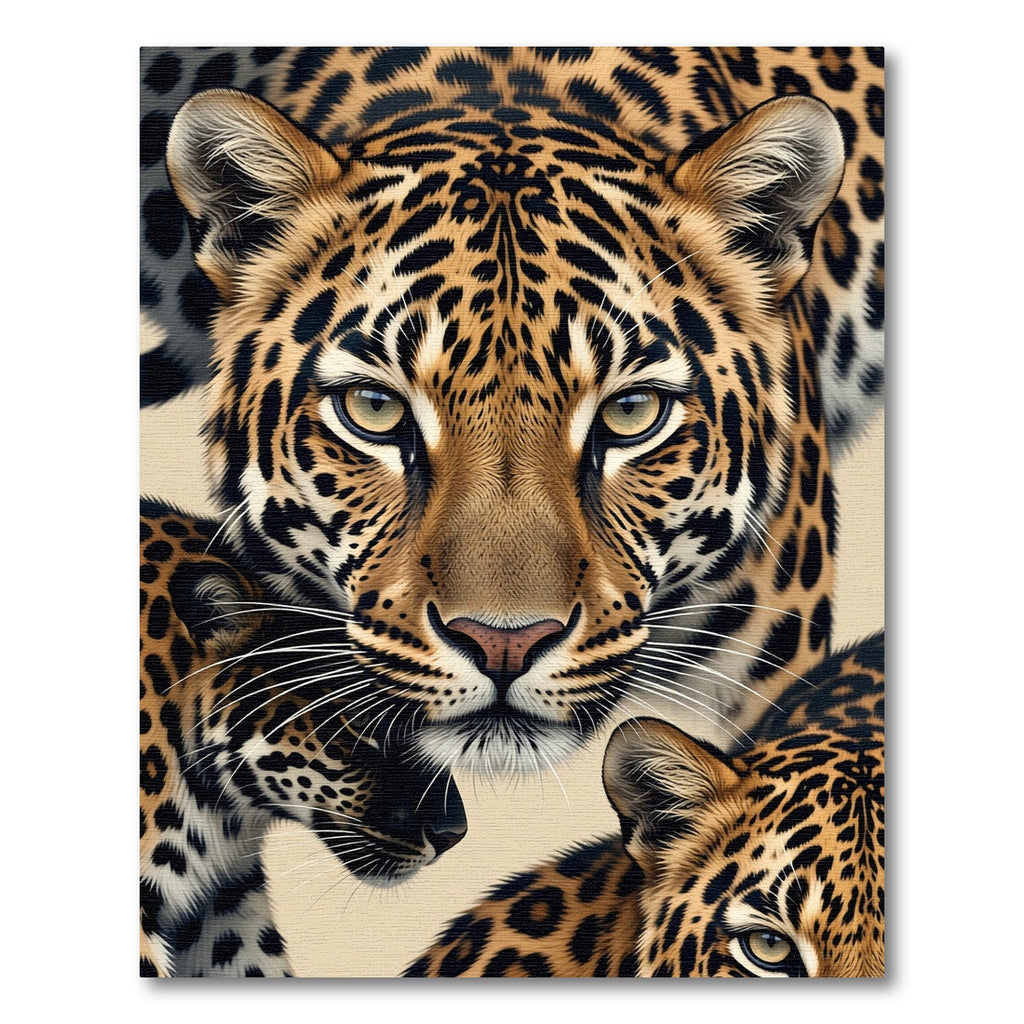 Golden Leopard Spotted Realistic Portrait Rug