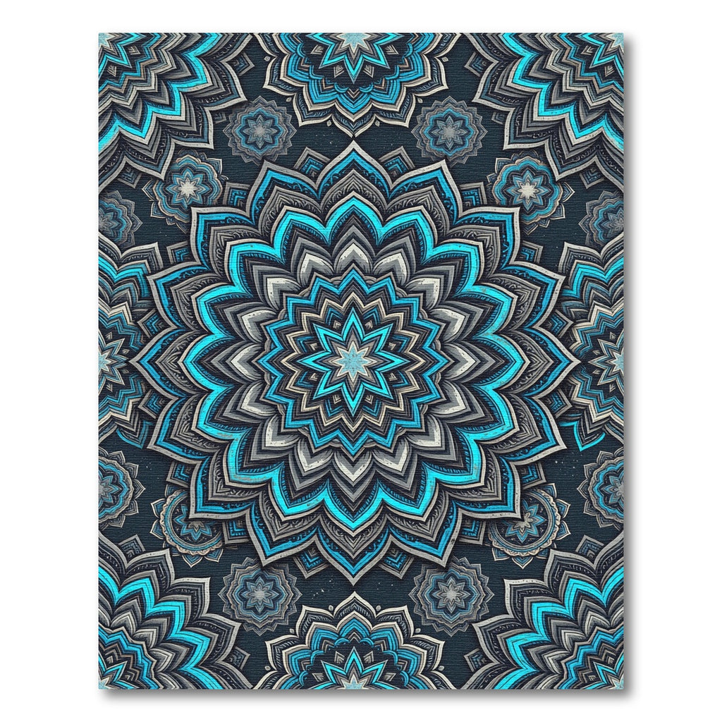 Radiant Teal and Charcoal Floral Medallion Rug