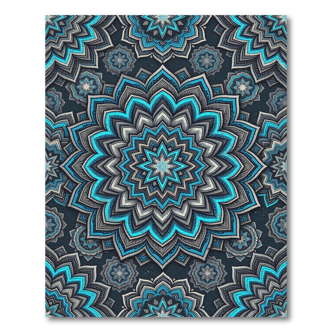 Radiant Teal and Charcoal Floral Medallion Rug