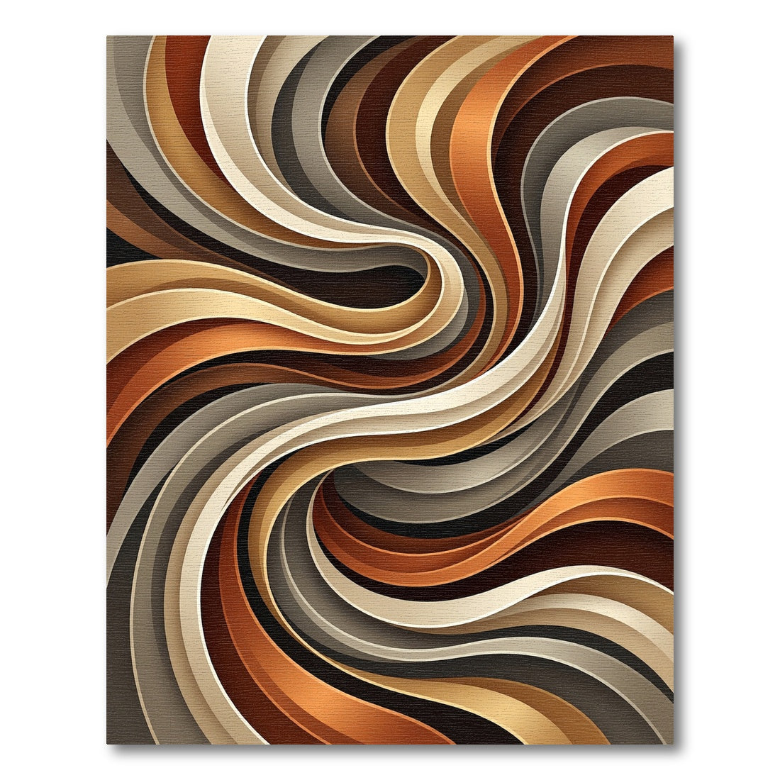 Abstract Golden Brown Flowing Wave Rug