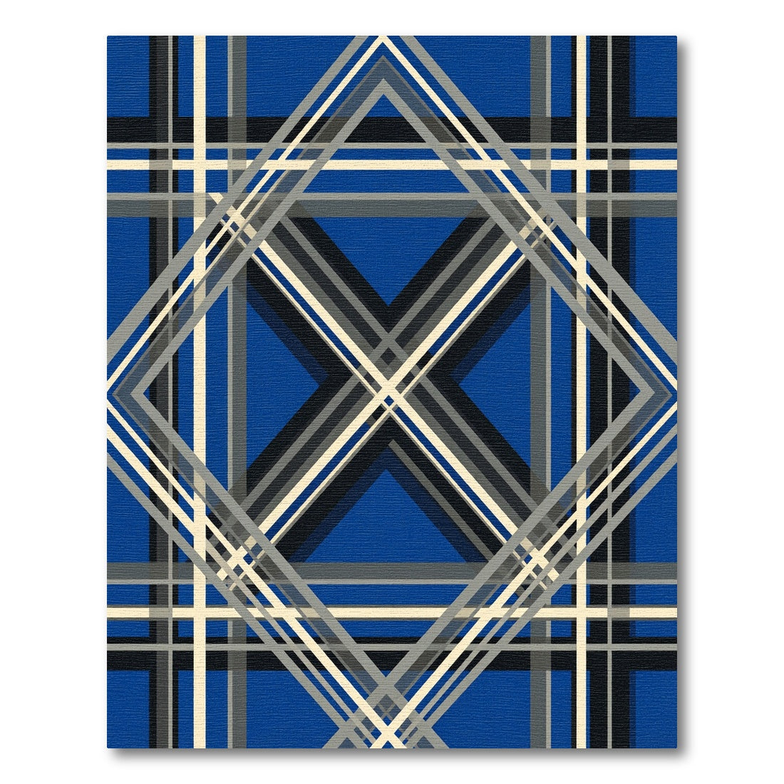 Deep Blue Intersecting Geometric Lines Rug