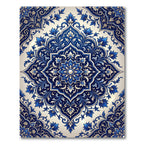 Elegant Cobalt Floral Bloom Medallion Rug