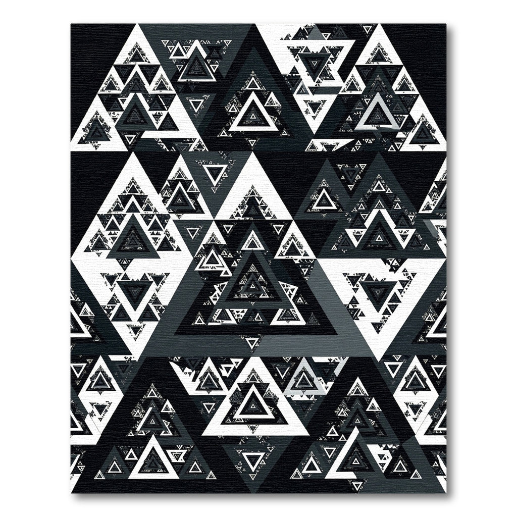 Monochrome Abstract Geometric Triangle Imbrication Rug