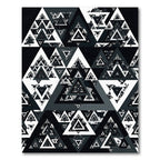 Monochrome Abstract Geometric Triangle Imbrication Rug