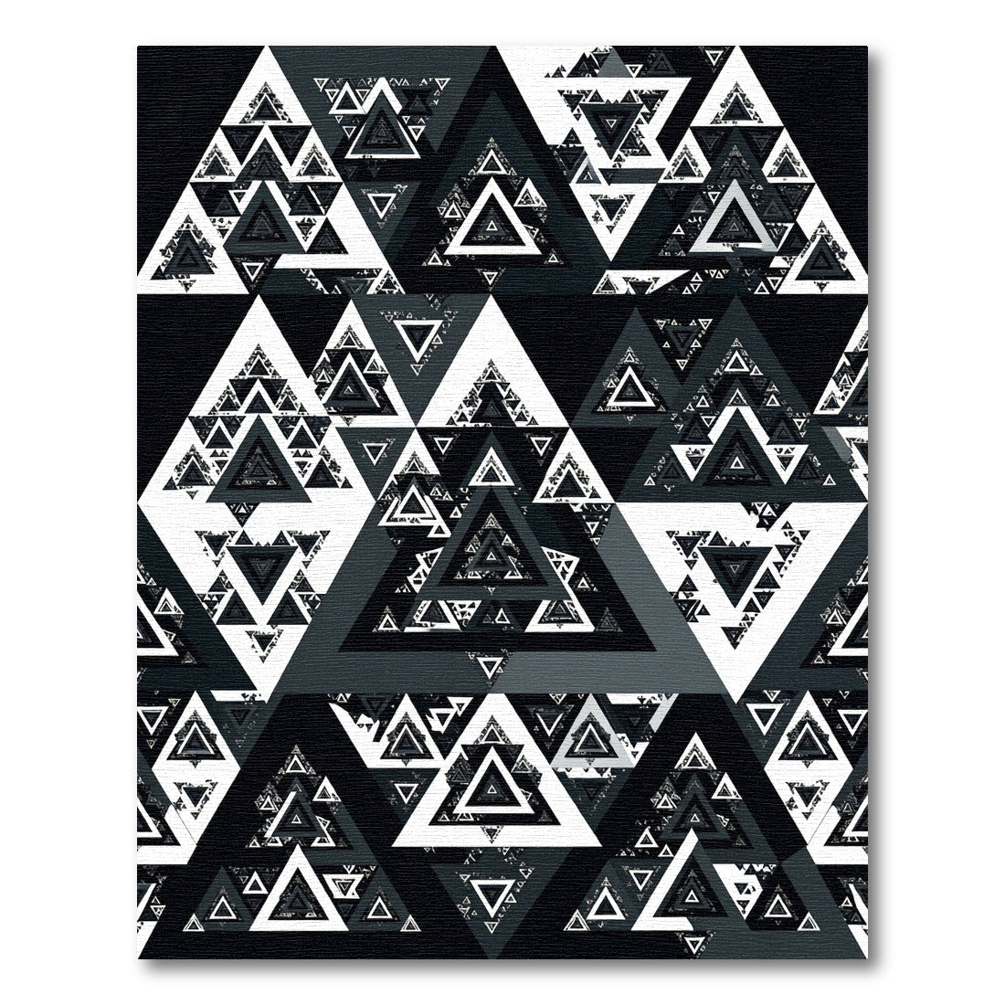 Monochrome Abstract Geometric Triangle Imbrication Rug
