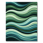 Teal Blue Green Flowing Wave Lines Rug