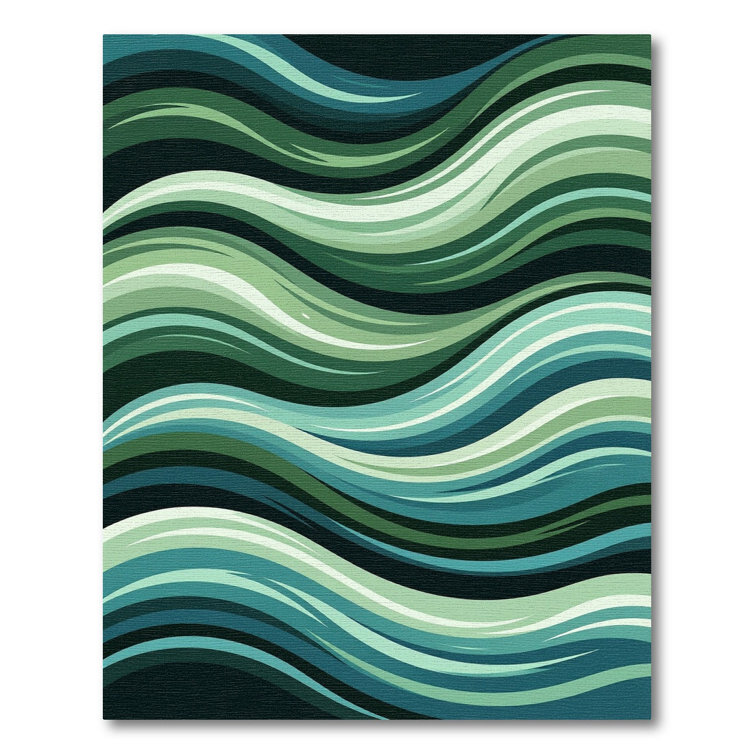 Teal Blue Green Flowing Wave Lines Rug