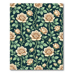 Elegant Cream Rose Botanical Midnight Backdrop Rug