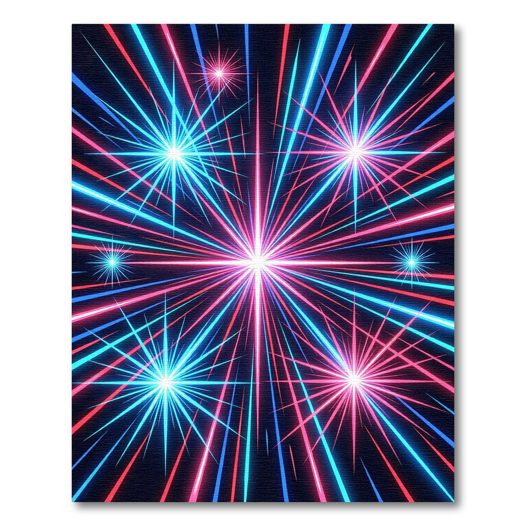 Neon Radiant Star Burst Abstract Rug
