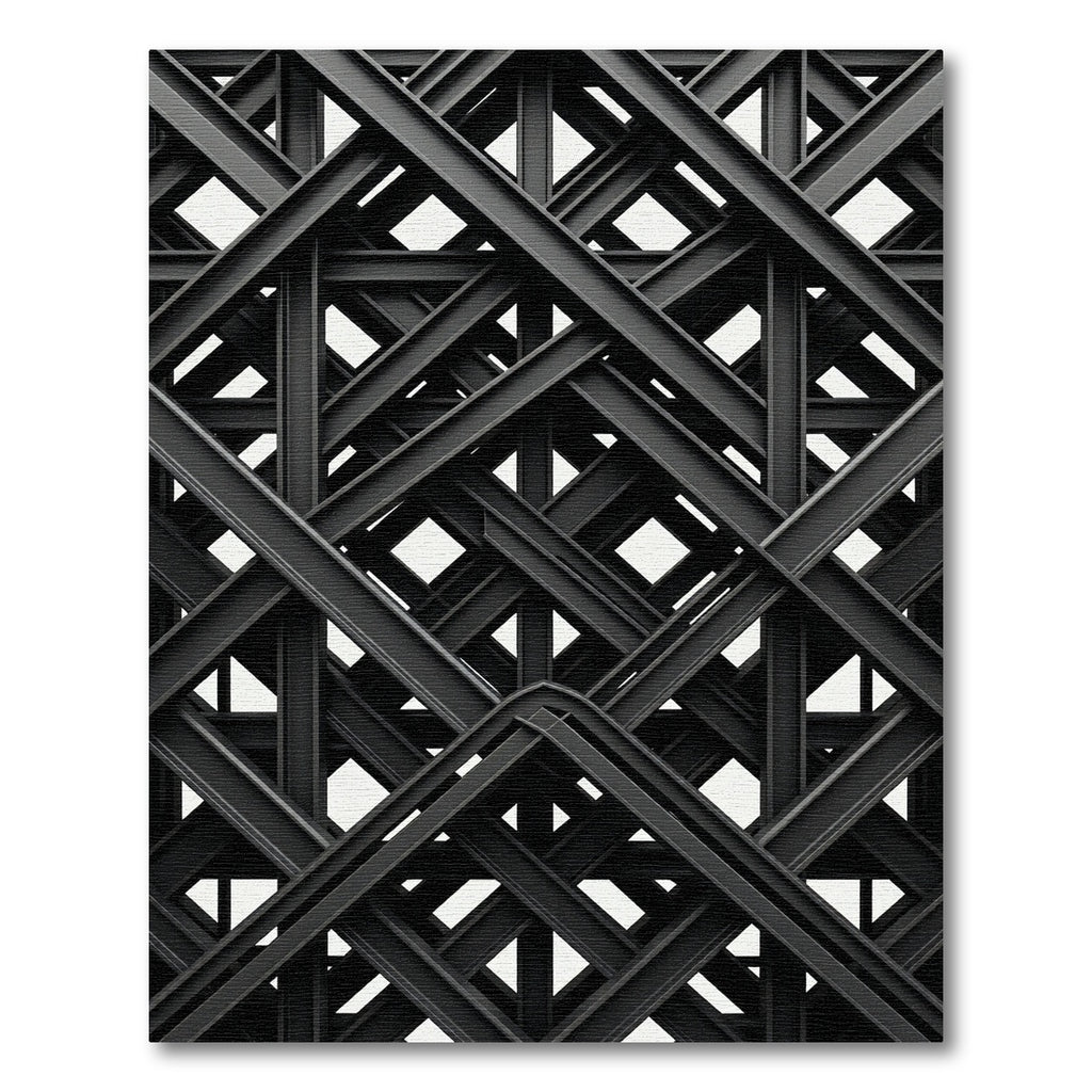 Dark Gray Interlocking Geometric Structure Rug