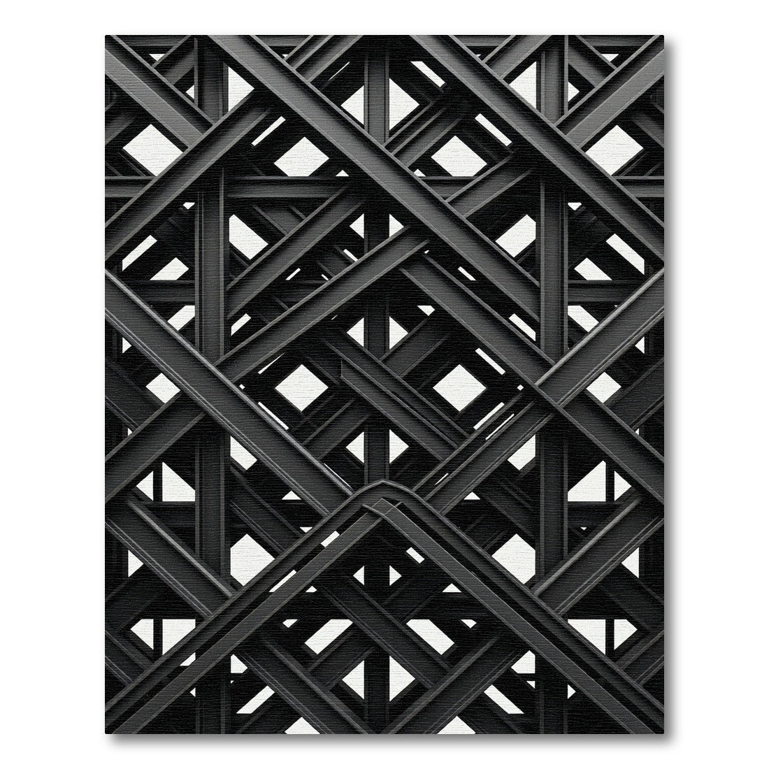 Dark Gray Interlocking Geometric Structure Rug