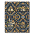 Yellow Village Crested Frame Rug