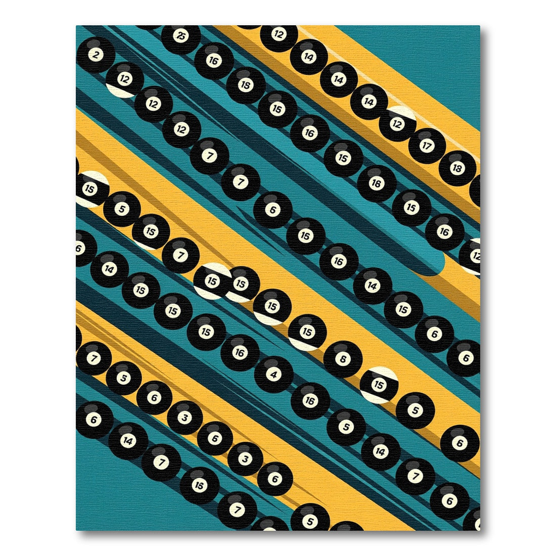 Diagonal Billiard Ball Teal Yellow Graphic Rug