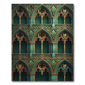 Emerald Gold Gothic Arches Filigree Rug