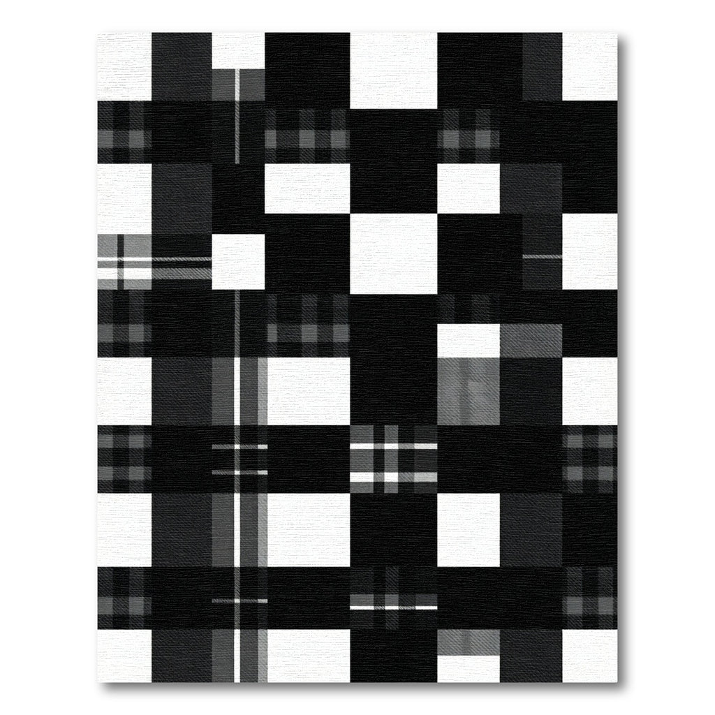 Bold Black and White Plaid Grid Rug