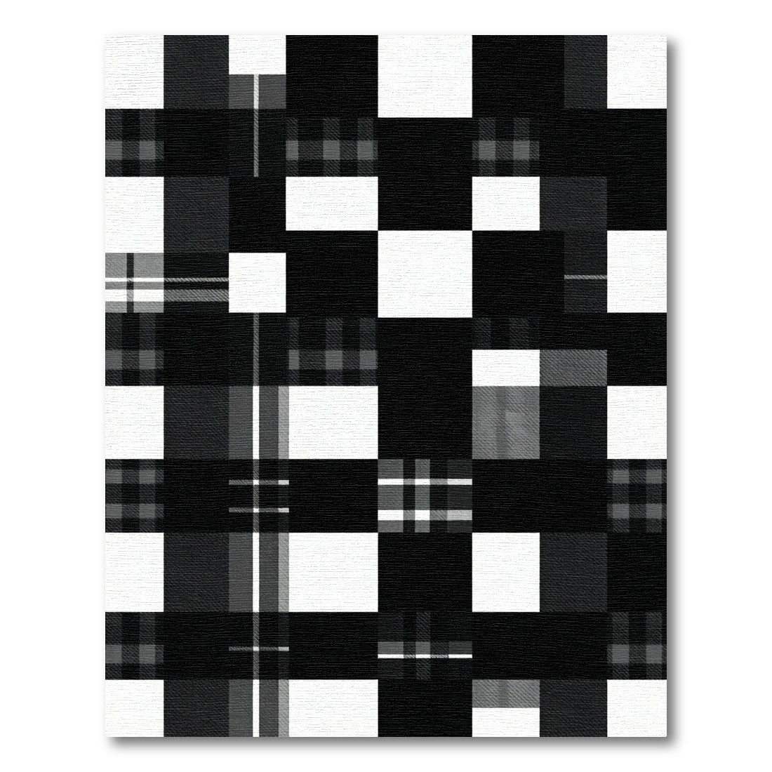 Bold Black and White Plaid Grid Rug