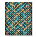 Teal Gold Woven Lattice Rug