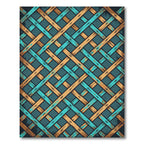 Teal Gold Woven Lattice Rug