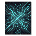 Electric Blue Circuit Network Rug