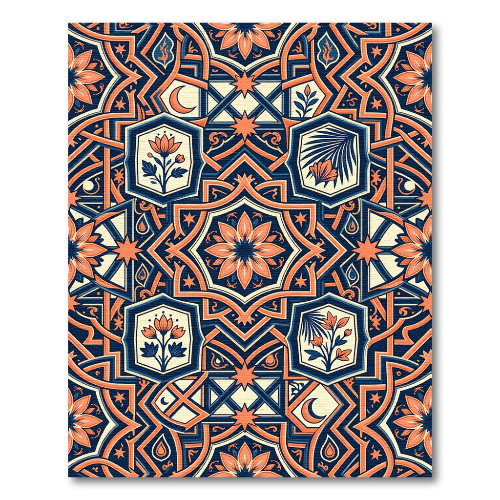 Celestial Blue and Peach Floral Medallion Rug