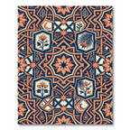 Celestial Blue and Peach Floral Medallion Rug