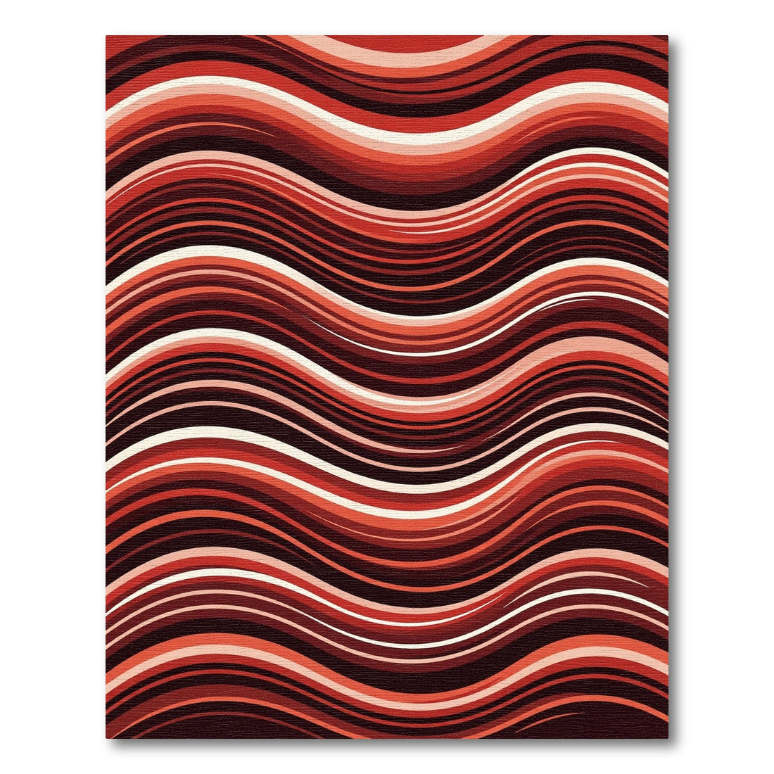 Crimson Red Wavy Stripe Rug