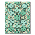 Sage Shamrock Four Leaf Clover Lattice Rug