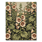 Botanical Cream Hollyhock Floral Arrangement Rug