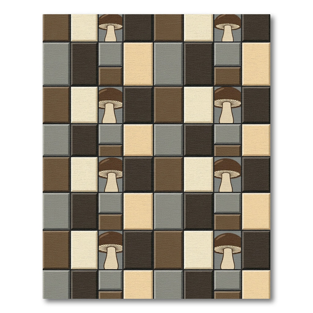 Earthy Mushroom Tiled Rectangles Rug