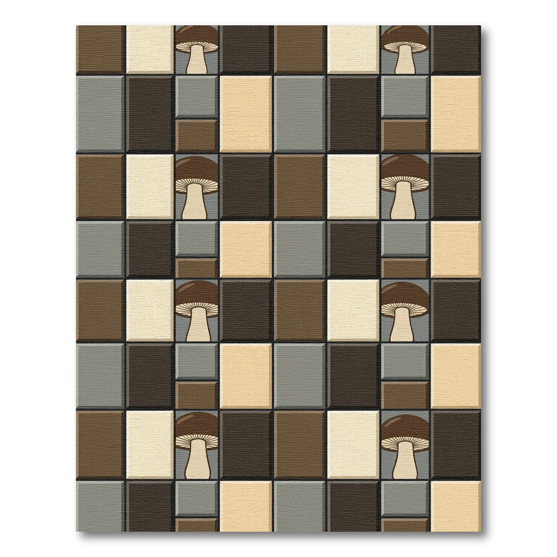 Earthy Mushroom Tiled Rectangles Rug