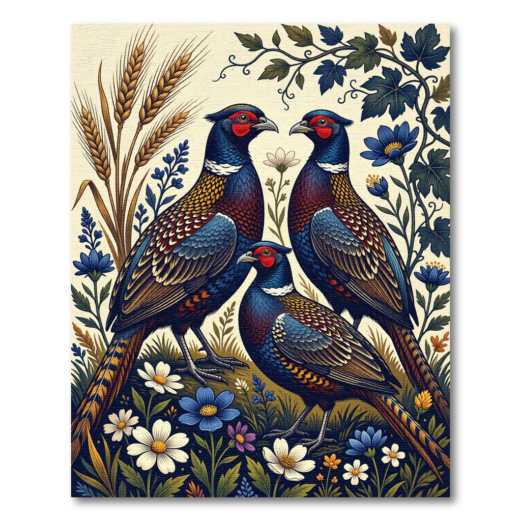 Vibrant Pheasant and Wildflower Meadow Rug