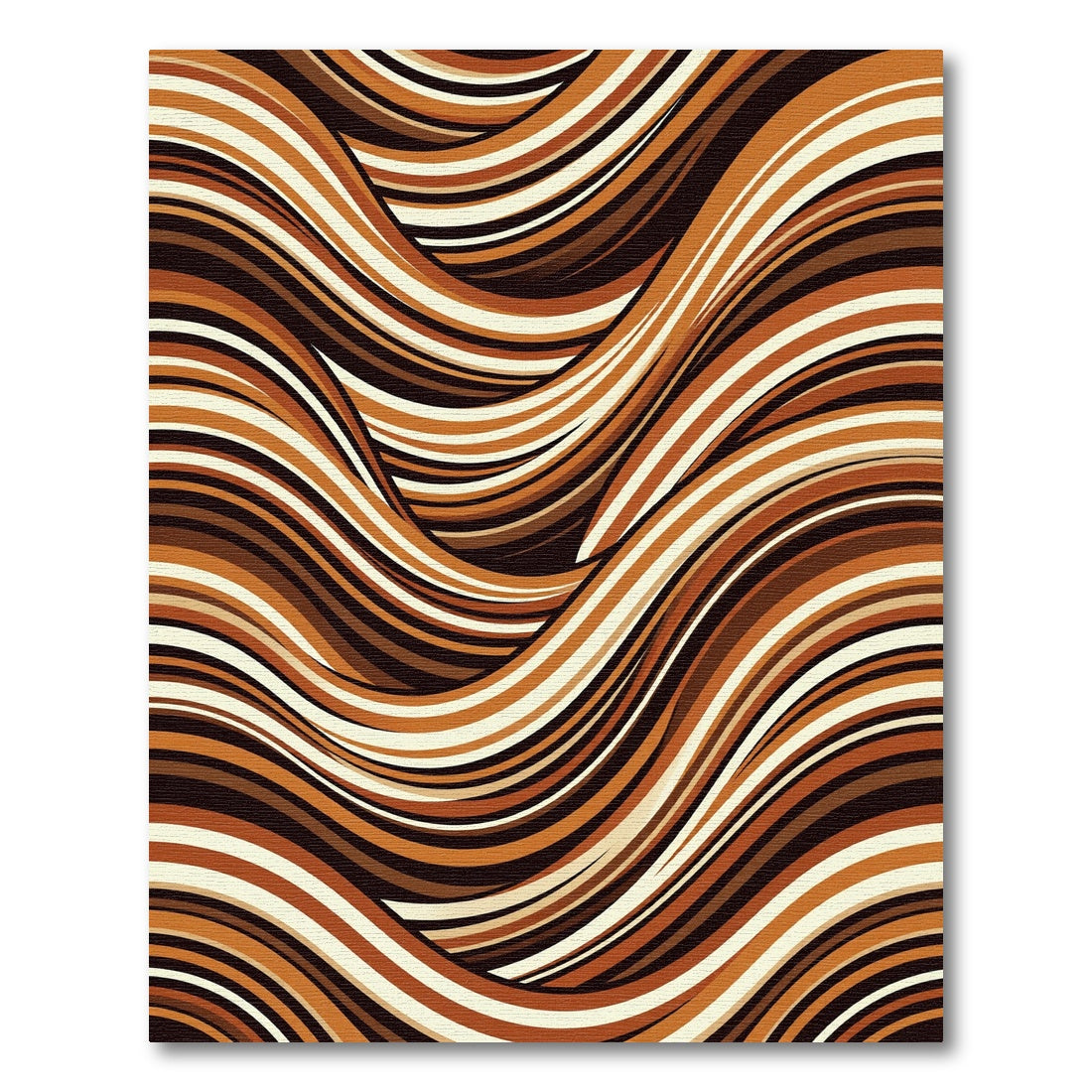 Modern Earthy Copper Wavy Stripe Rug