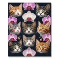 Cute Cats and Orchids Floral Rug