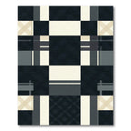 Dark Gray Cream Plaid Geometric Checks Rug