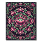 Elegant Pink Lotus Floral Medallion Rug