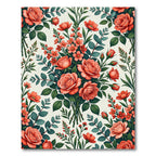 Romantic Coral Rose Floral Bouquet Rug