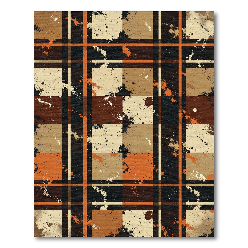 Earthy Orange and Brown Plaid Check Rug