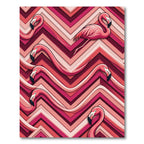 Vibrant Pink Flamingo Geometric Chevron Rug
