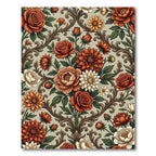 Vintage Autumn Floral Damask Scroll Rug