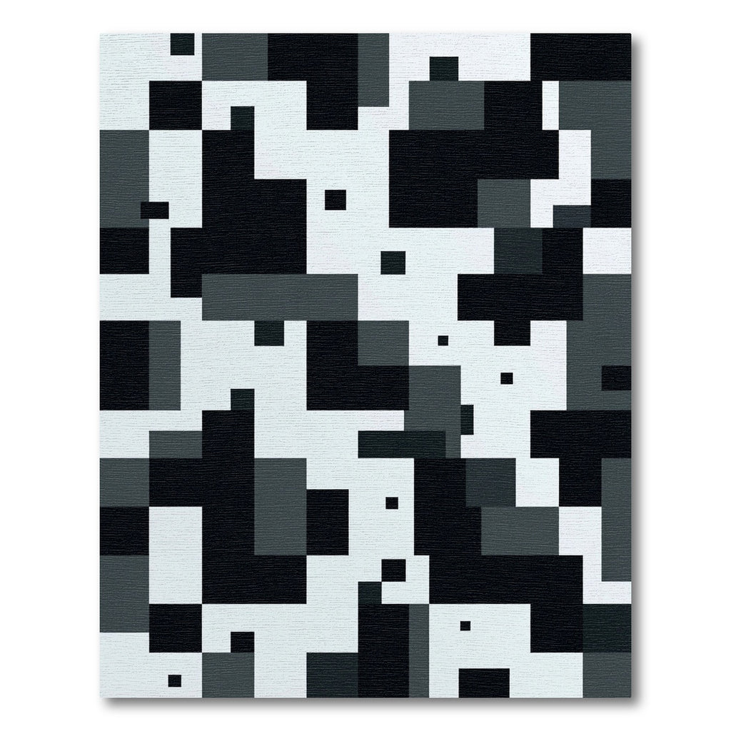 Monochrome Pixelated Geometric Block Rug