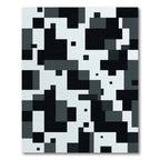 Monochrome Pixelated Geometric Block Rug