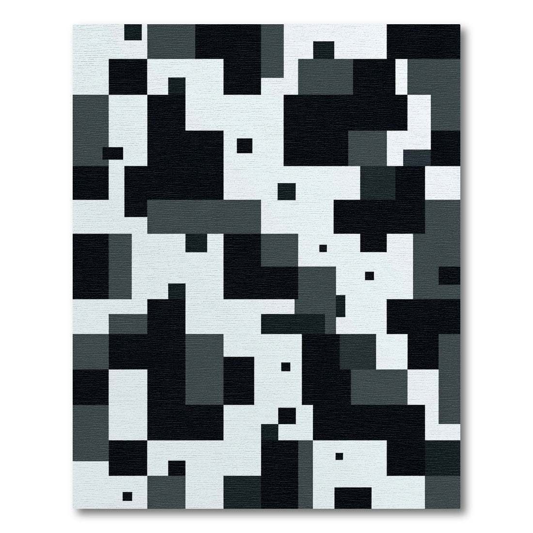 Monochrome Pixelated Geometric Block Rug