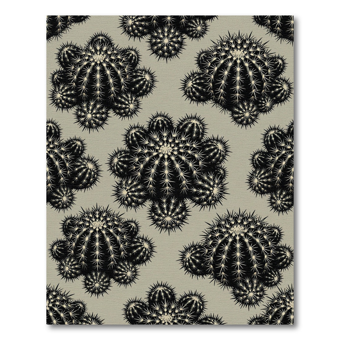 Monochrome Black Cactus Cluster Rug