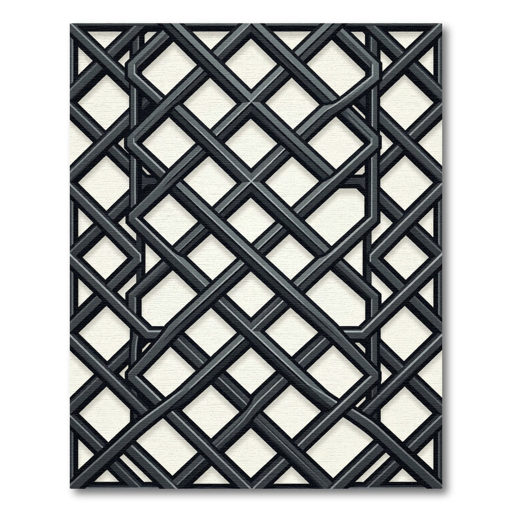 Charcoal Geometric Lattice Interlocking Grid Rug
